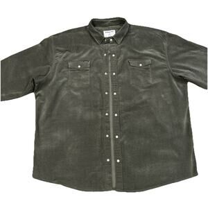 Poncho Shirt 3XL XXXL Green Solid Outdoors Zilker Corduroy Pearl Snap Western